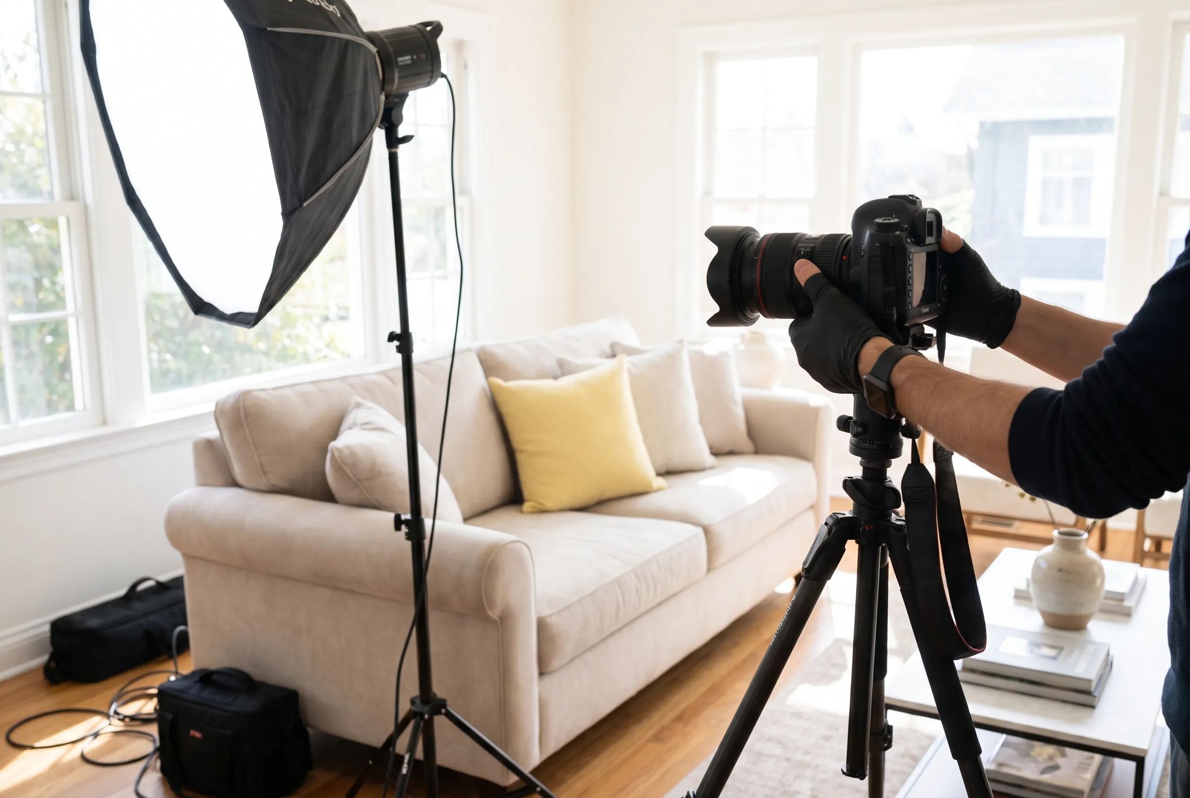 Symbolbild (KI-Bild): Fotoshooting in einer Immobilie